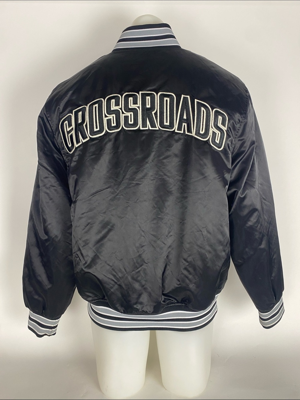 Flight Club Black 'CROSSROADS' Satin Bomber Jacket Men’s Size medium